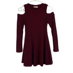 Pinc Dress Womens Small Red Burgundy Long Sleeve Mini Dress